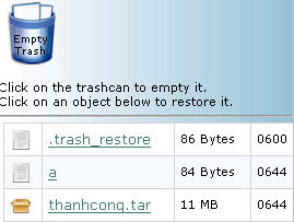 Hình 8: Thùng rác của File Manager 2.0